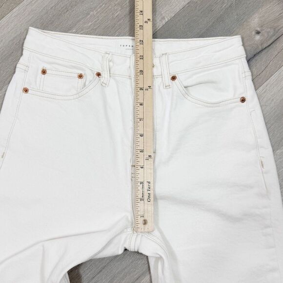 TopShop High Rise Raw Hem Cropped Straight Leg Jeans White Ivory 28 Tall - Picture 13 of 15